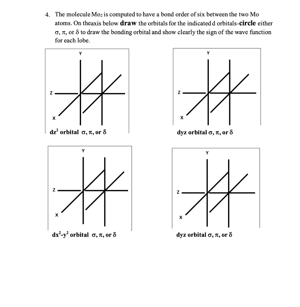 4. The Molecule Mo2 Is Computed To Have A Bond Order | Chegg.com