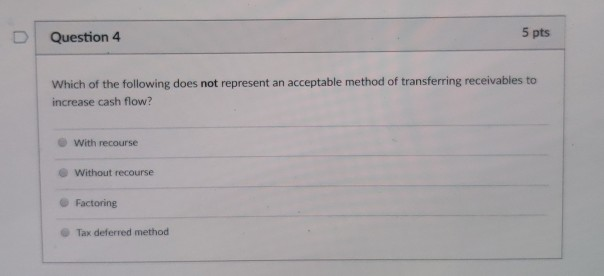 Solved D Question 4 5 pts Which of the following does not | Chegg.com