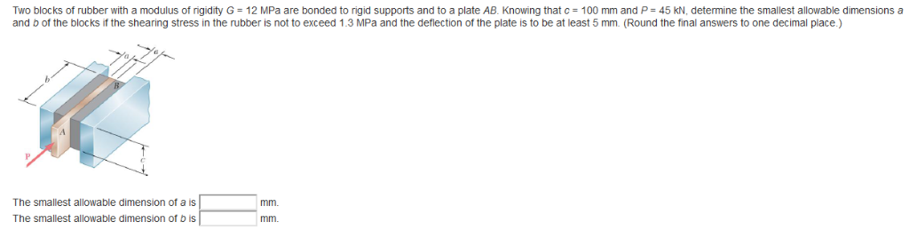 Solved Two Blocks Of Rubber With A Modulus Of Rigidity G 12