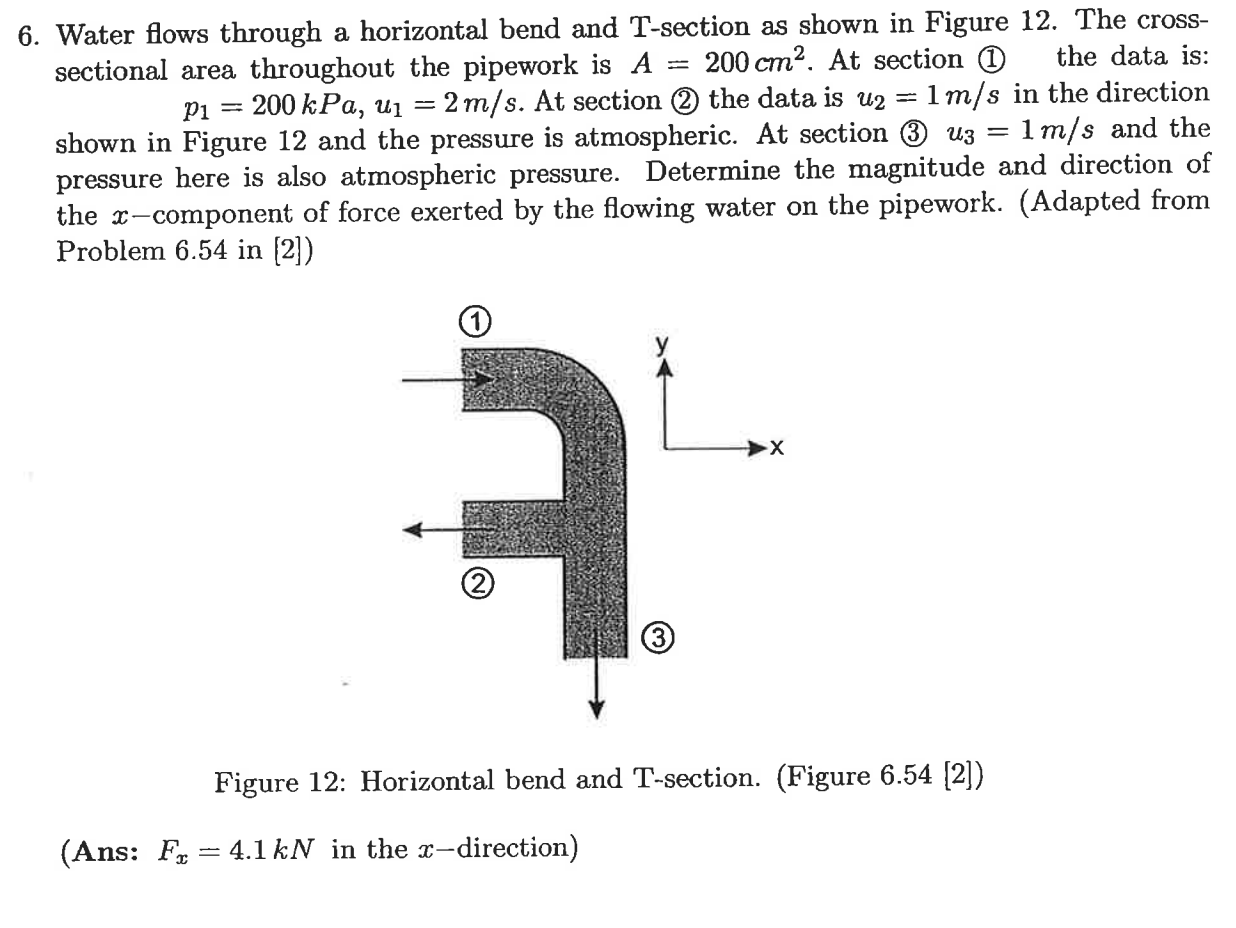 Solved 6. Water flows through a horizontal bend and | Chegg.com