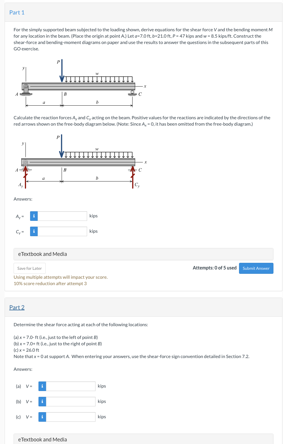 Solved For the simply supported beam subjected to the | Chegg.com