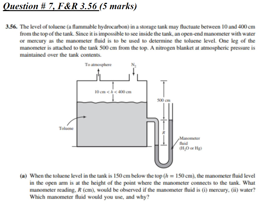 Solved 56. The level of toluene (a flammable hydrocarbon) in | Chegg.com