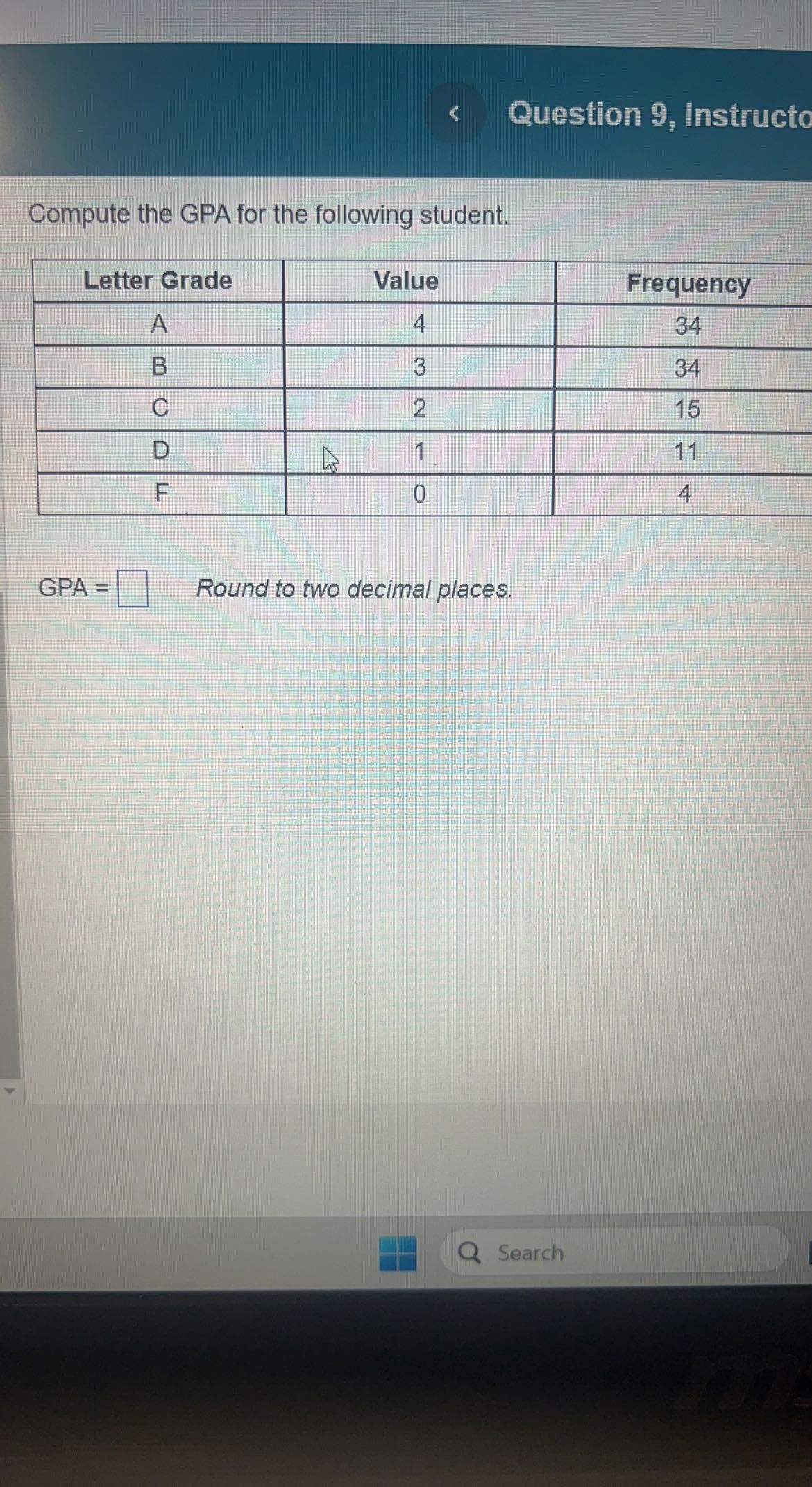 Solved Compute the GPA for the following student. GPA = | Chegg.com