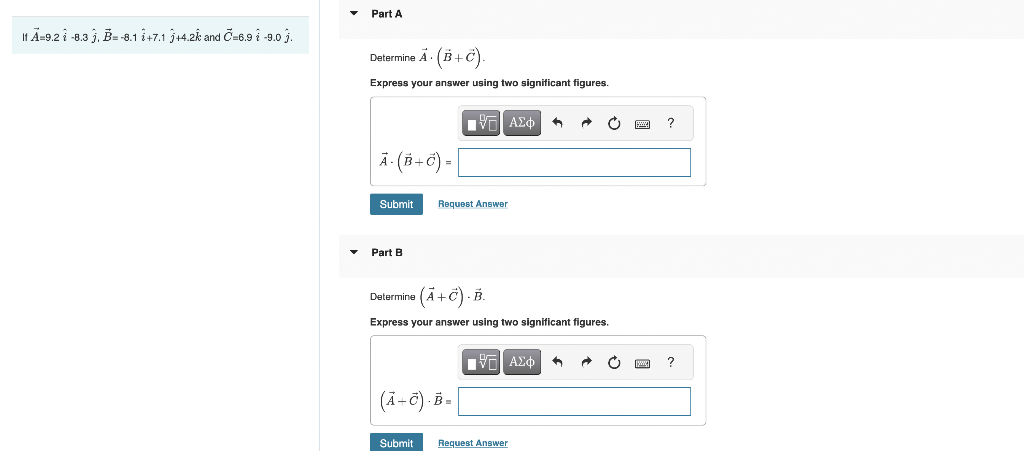 Solved If A=9.2i^−8.3j^,B=−8.1i^+7.1j^+4.2k^ and | Chegg.com