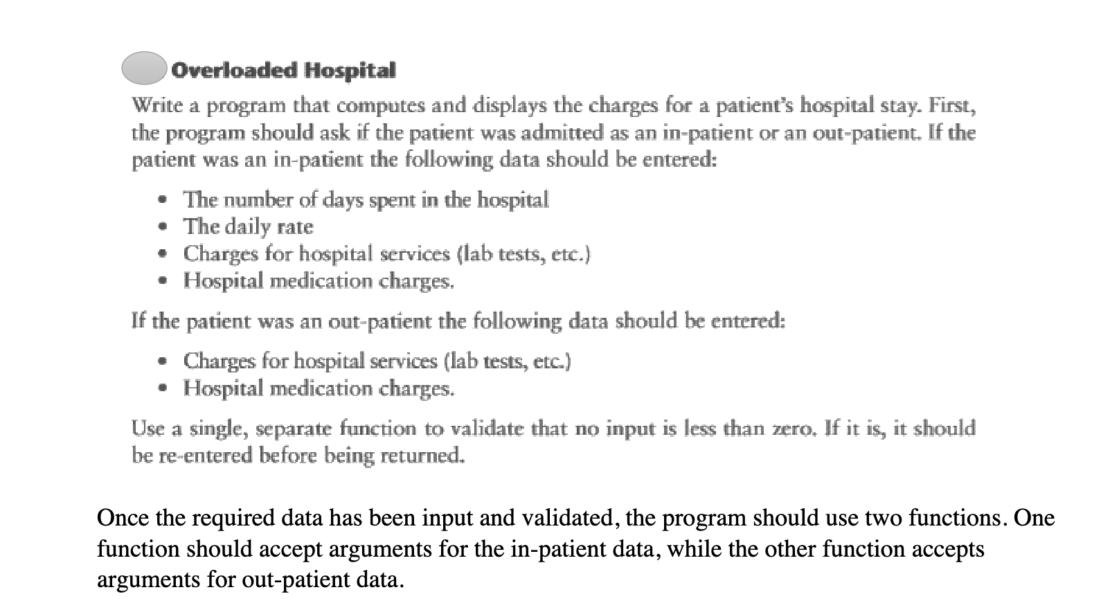 Overloaded Hospital Write a program that computes and | Chegg.com