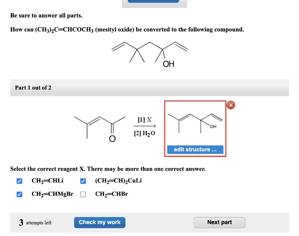 Solved Be sure to answer all parts. How can (CH3)2C=CHCOCH3 | Chegg.com