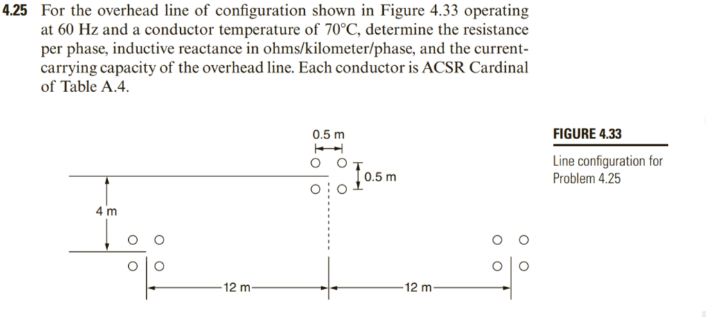 4.25 For the overhead line of configuration shown in | Chegg.com