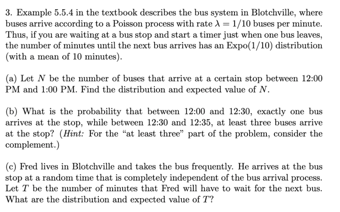 Solved 3. Example 5.5.4 in the textbook describes the bus | Chegg.com