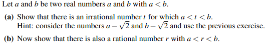 Solved Let A And B Be Two Real Numbers A And B With A | Chegg.com ...