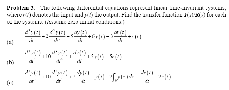 Solved Problem 3: The following differential equations | Chegg.com
