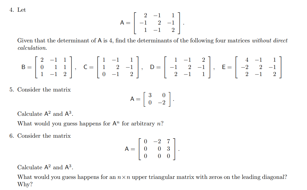 Solved You are given the following four matrices that | Chegg.com