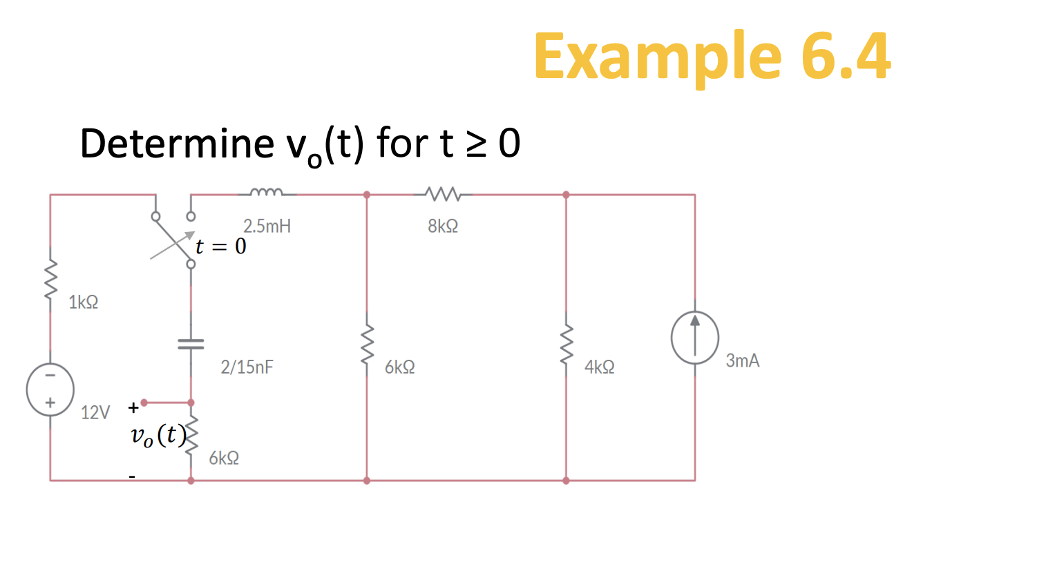 Solved Example 6.4 Determine v0(t) for t≥0 | Chegg.com