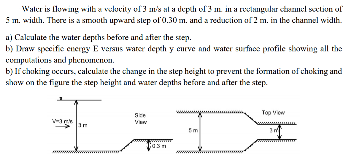 Solved Water is flowing with a velocity of 3 m/s at a depth | Chegg.com