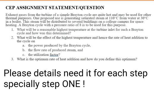 Solved CEP ASSIGNMENT STATEMENT/QUESTION Exhaust gases from | Chegg.com