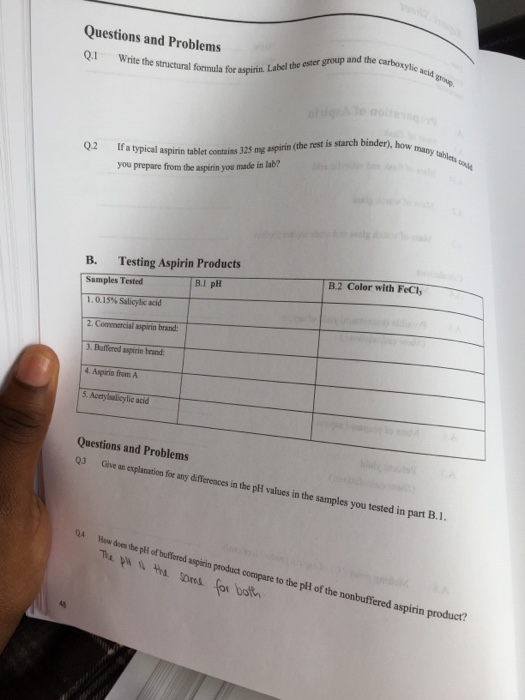 Solved Write the structural formula for aspirin. Label the