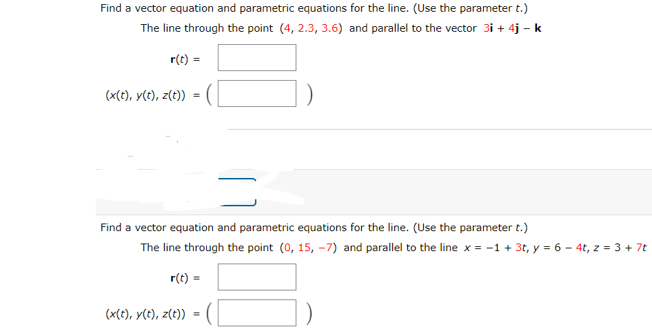 Solved Find a vector equation and parametric equations for | Chegg.com