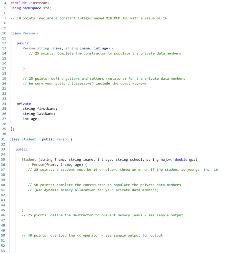 Solved 4 #include 5 using namespace std; 6 7 // 10 points: | Chegg.com