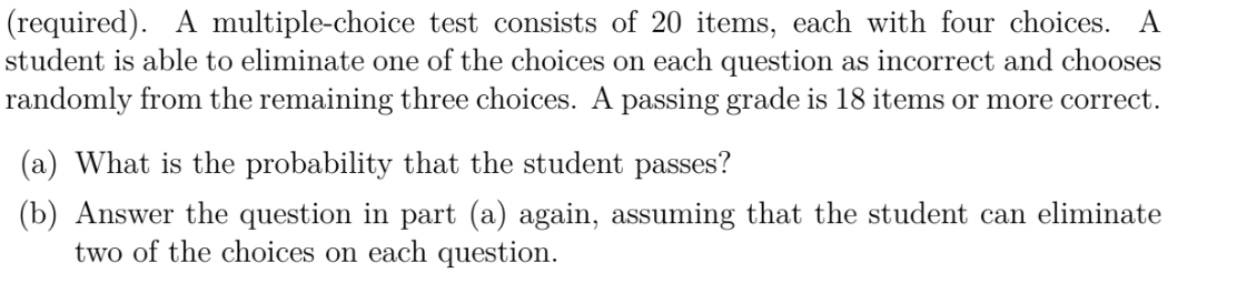 Solved (required). A Multiple-choice Test Consists Of 20 | Chegg.com