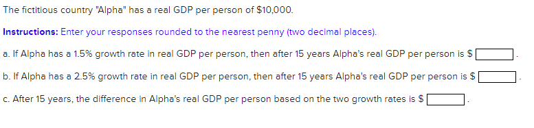 Solved The Fictitious Country "Alpha" Has A Real GDP Per | Chegg.com