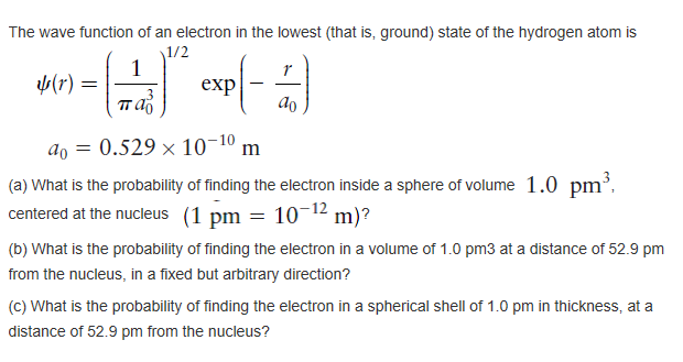 Solved The wave function of an electron in the lowest (that | Chegg.com