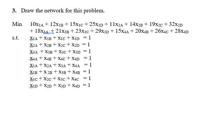 Solved 3 Draw The Network For This Problem Min S T 10x12 Chegg Com
