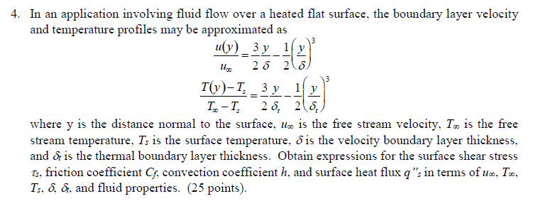 Solved 4. In an application involving fluid flow over a | Chegg.com