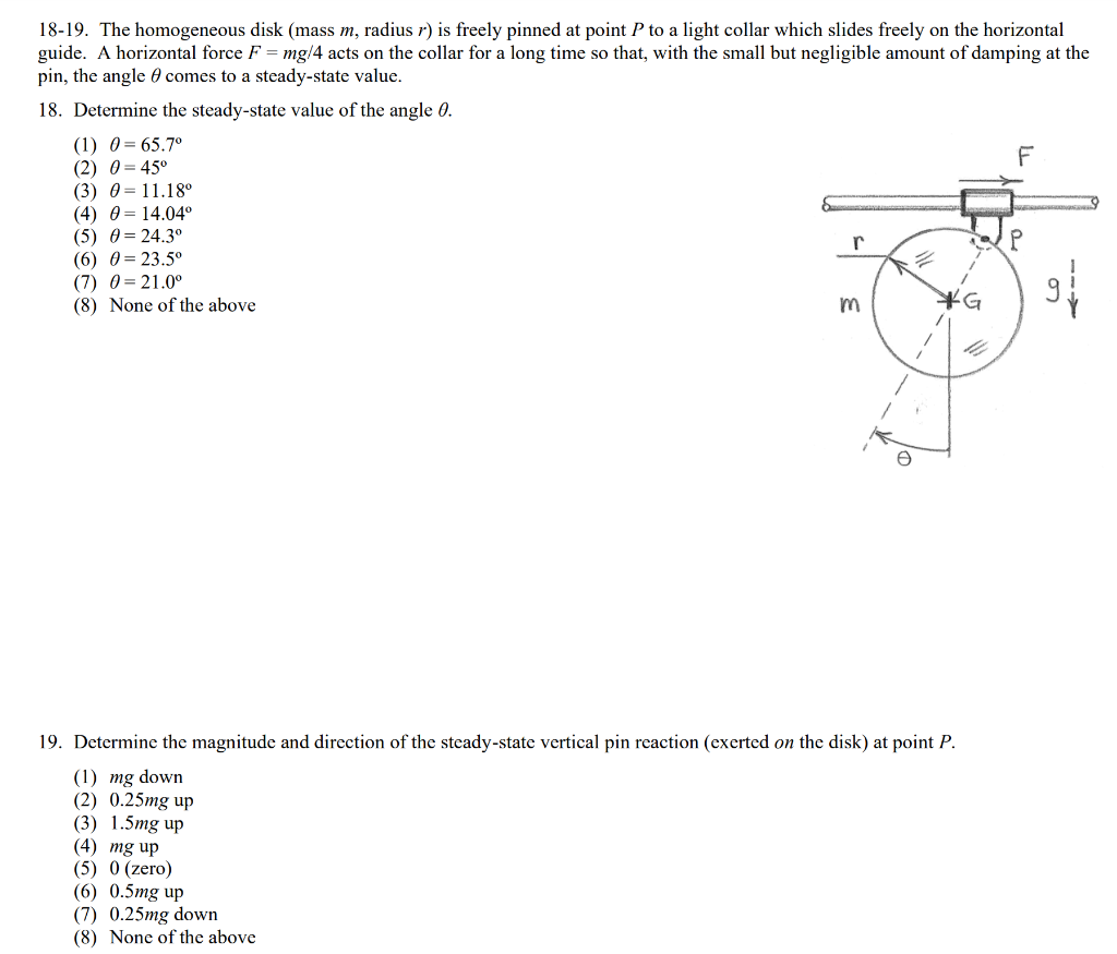 Solved 18 19 The Homogeneous Disk Mass M Radius R Is