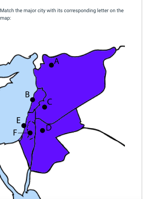 Solved Match each major city with the letter in its | Chegg.com