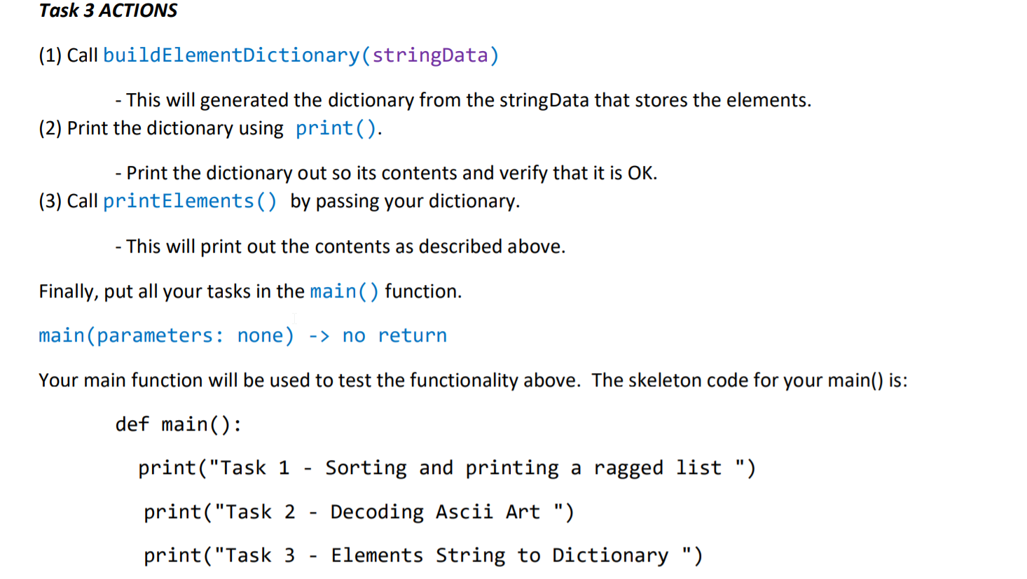 Solved # data for Task 3 stringData = "1 H Hydrogen,2 He | Chegg.com