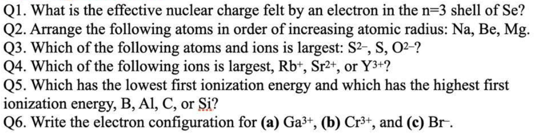 Solved Q1. What is the effective nuclear charge felt by an | Chegg.com