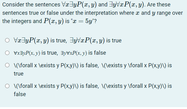 Solved Consider The Sentences ∀x∃yp X Y ∀x∃yp X Y And