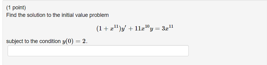 Solved (1 point) Find the solution to the initial value | Chegg.com