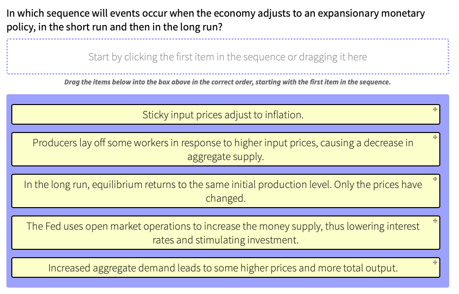 Solved In which sequence will events occur when the economy