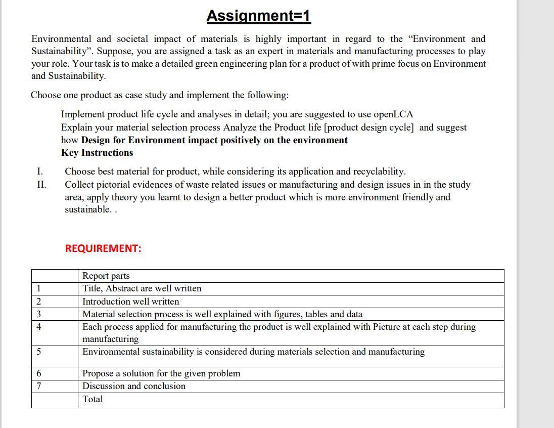 It's a Material and Manufacturing subject assignment | Chegg.com
