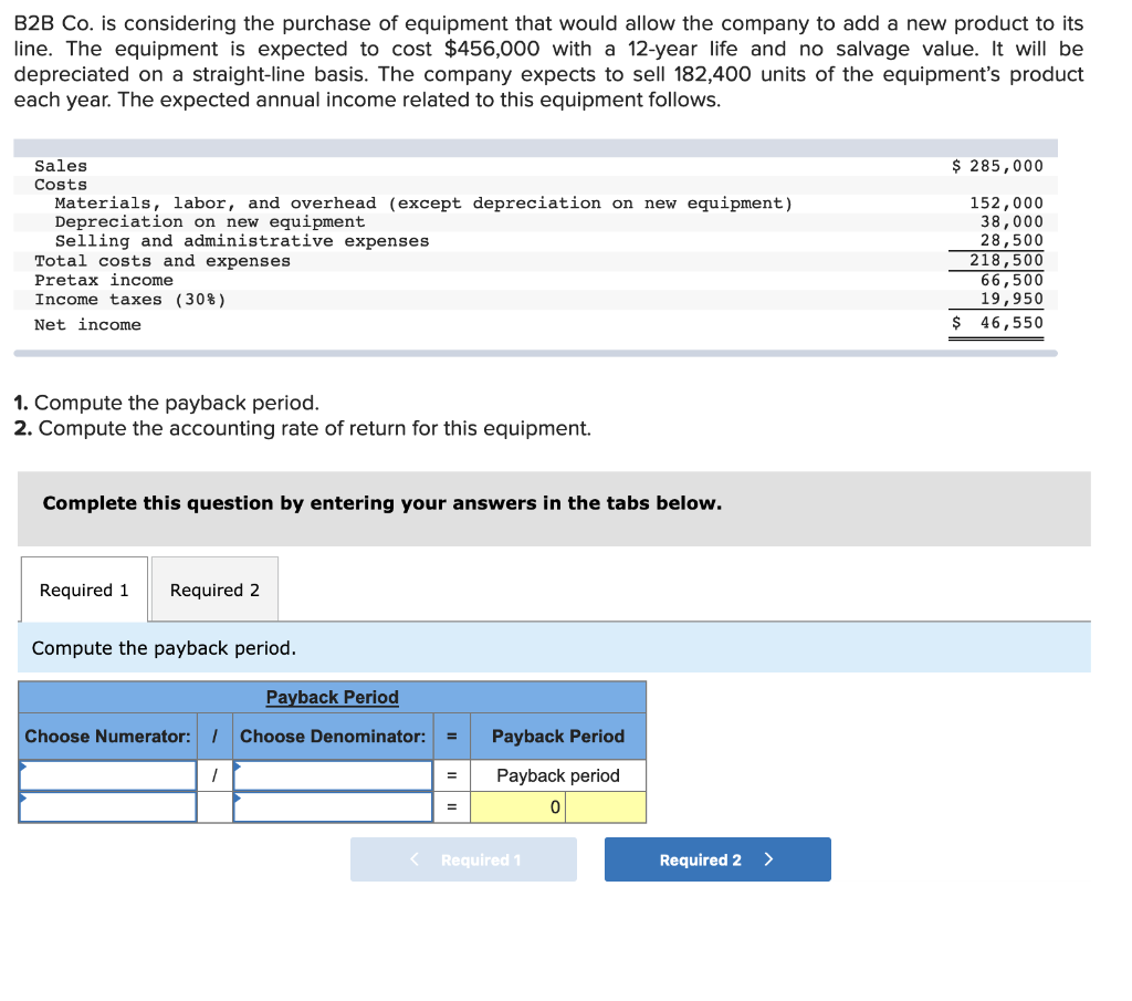 Solved B2B Co. Is Considering The Purchase Of Equipment That | Chegg.com