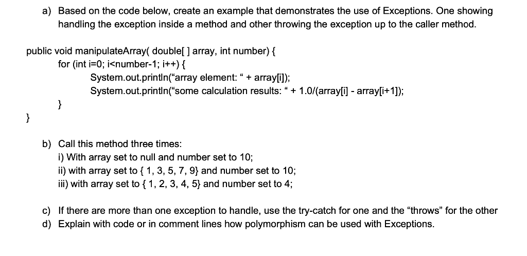 Solved a) Based on the code below, create an example that | Chegg.com