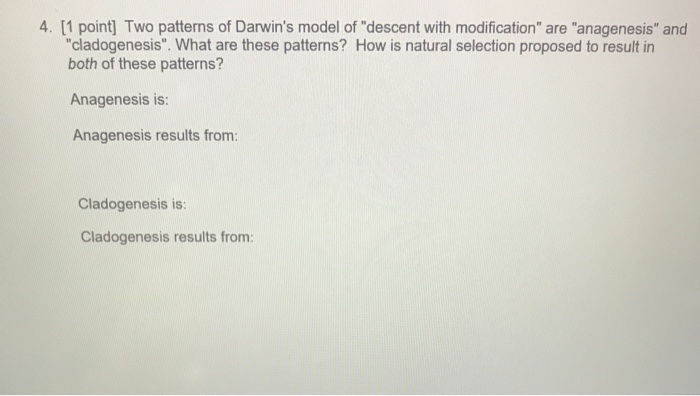 Solved 4. [1 point] Two patterns of Darwin's model of | Chegg.com