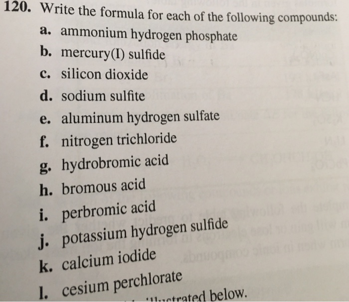 Solved 120. Write the formula for each of the following
