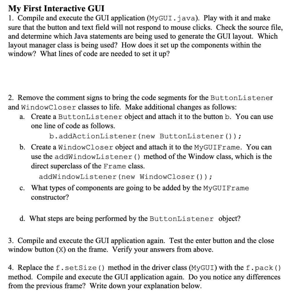 Solved My First Interactive GUI section please MyGUI | Chegg.com