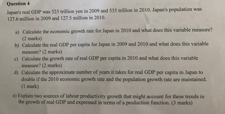 Solved Japan's Real GDP Was 525 Trillion Yen In 2009 And 535 | Chegg.com