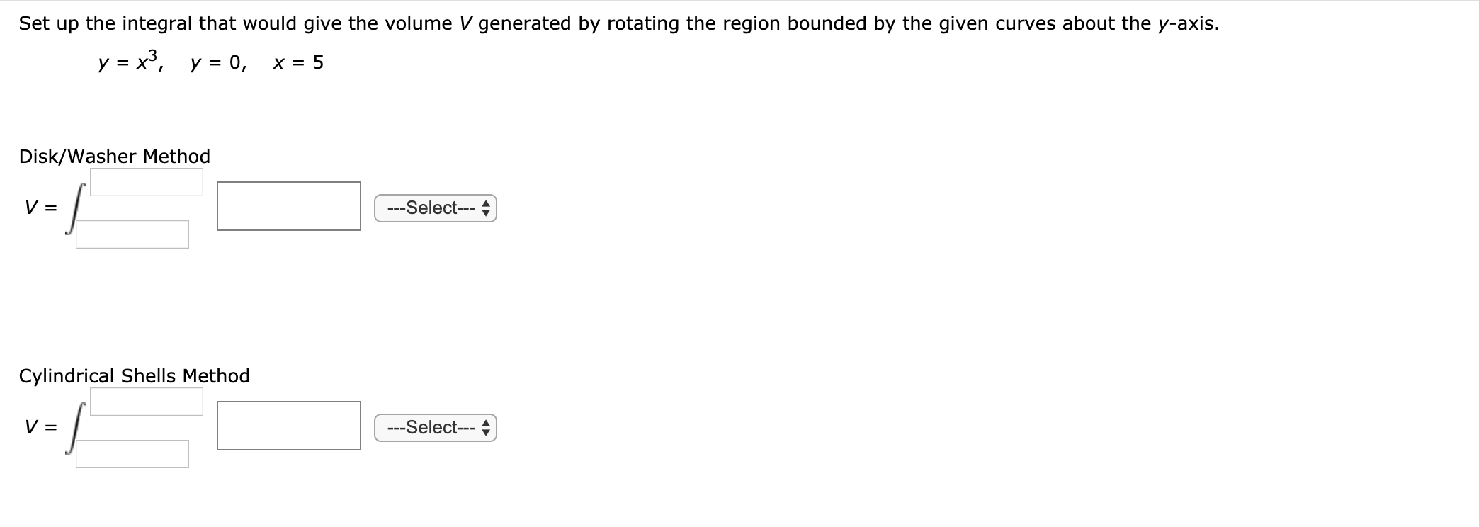 Solved Set up the integral that would give the volume V | Chegg.com