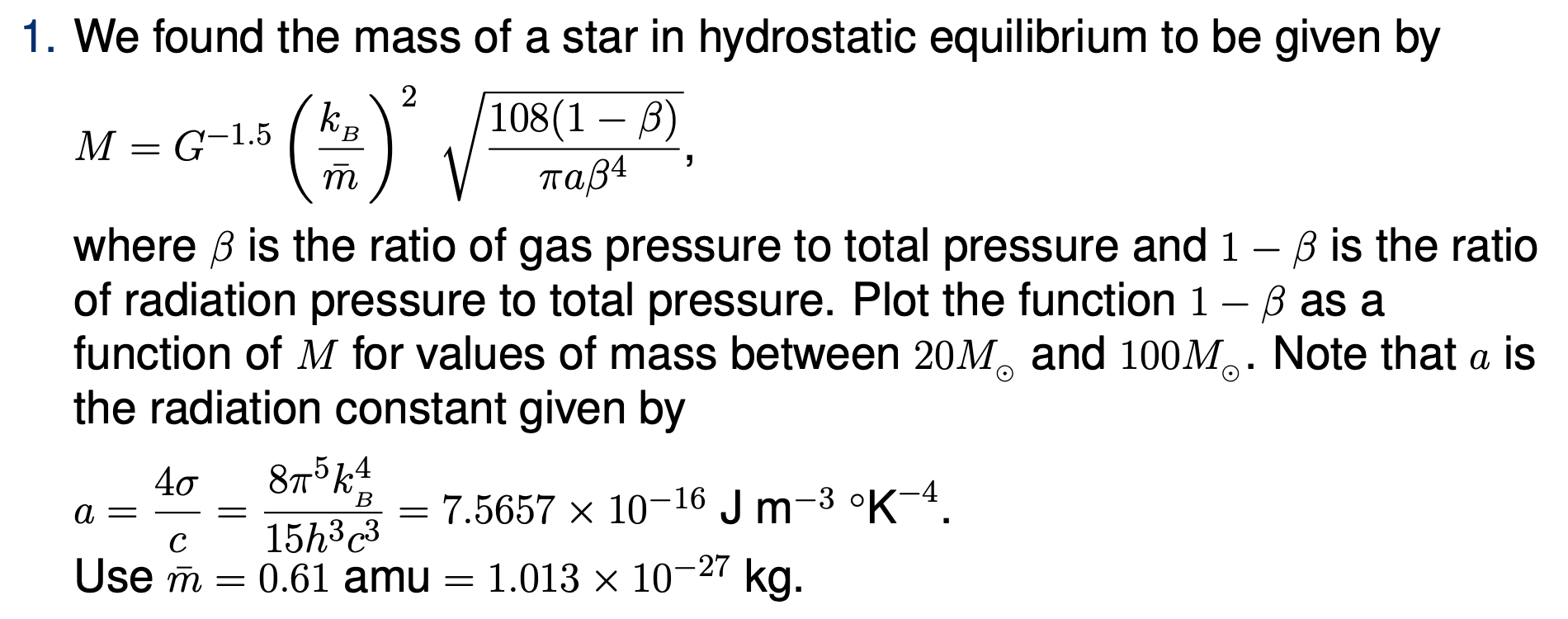 Solved 2 = 6–1.5 (9) :) 1. We found the mass of a star in | Chegg.com