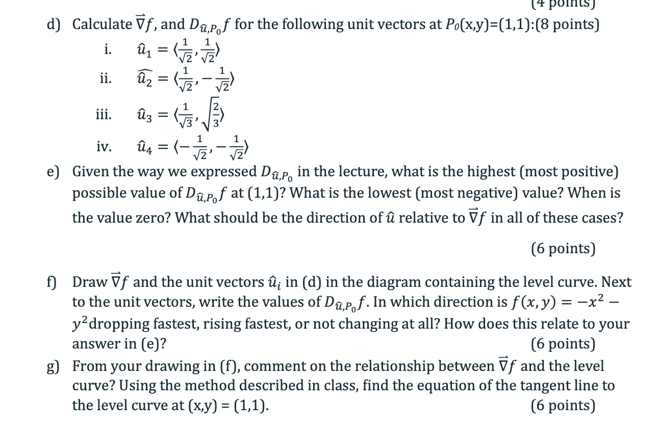 Solved 9) Directional Derivative And Gradient Vectors: | Chegg.com