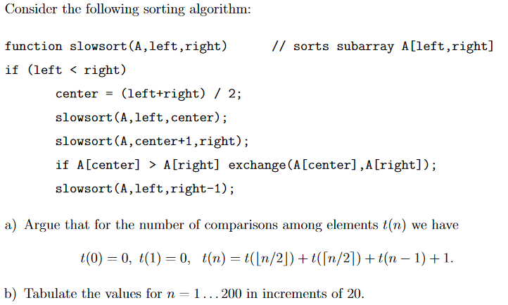 Solved For Part B, I Need The Number Of Comparisons For Each 