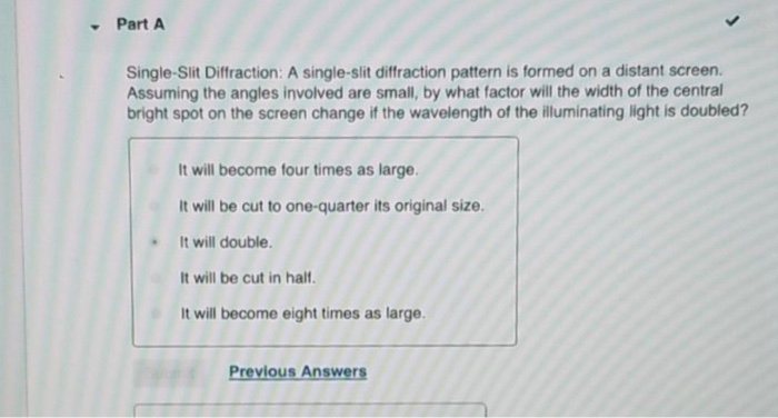 Solved Part A Single Slit Diffraction A Single Slit Chegg