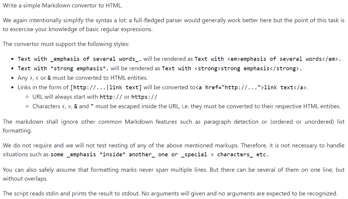 Solved Write a simple Markdown convertor to HTML. We again | Chegg.com