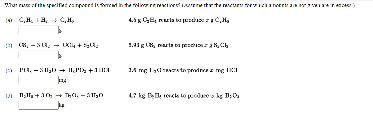 Solved What mass of the specified compound is formed in the