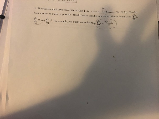 Solved 4. Find the standard deviation of the data set -2n, | Chegg.com
