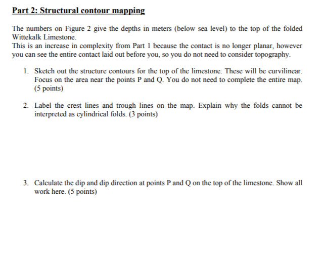 Part 2: Structural contour mapping The numbers on | Chegg.com