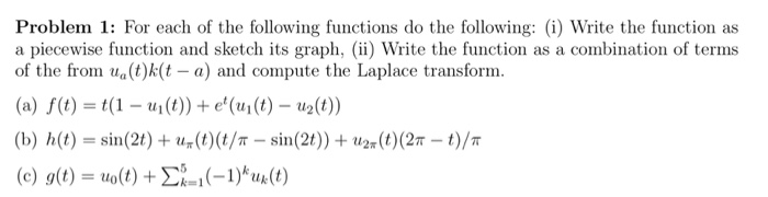 Solved Problem 1: For each of the following functions do the | Chegg.com